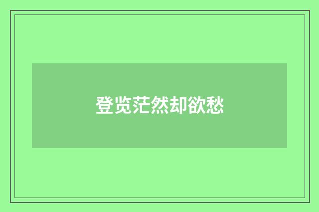 登览茫然却欲愁