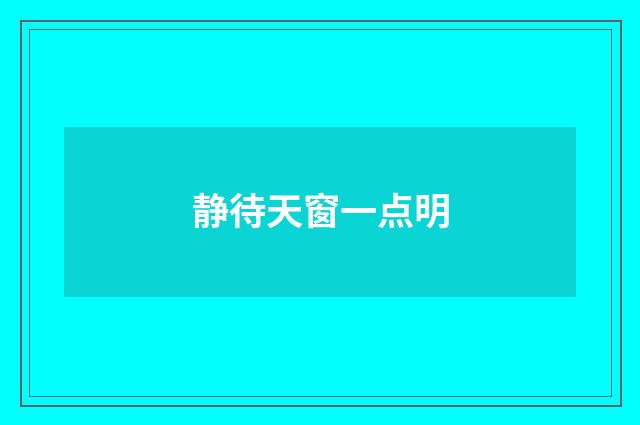 静待天窗一点明