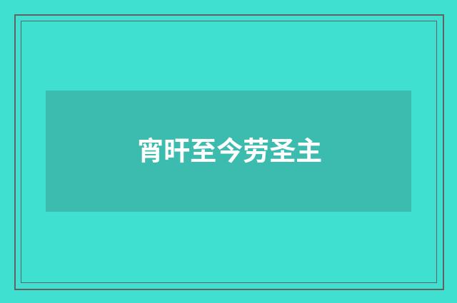 宵旰至今劳圣主