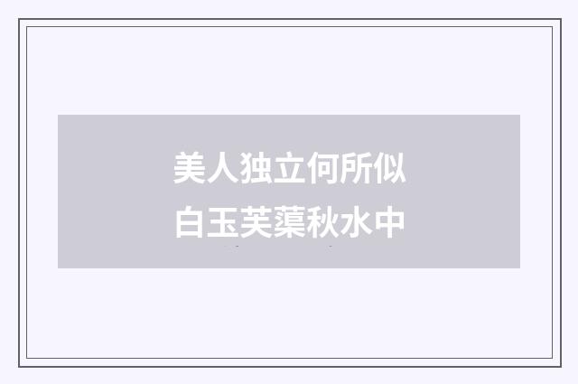 美人独立何所似白玉芙蕖秋水中