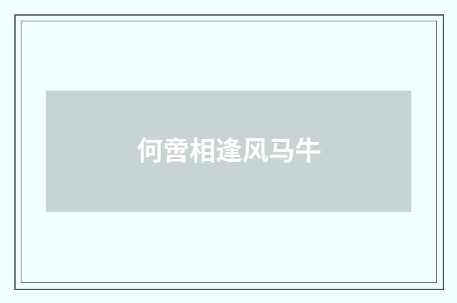 何啻相逢风马牛
