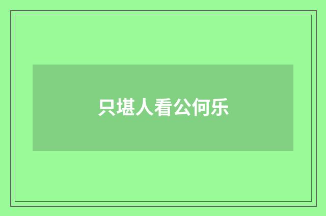 只堪人看公何乐