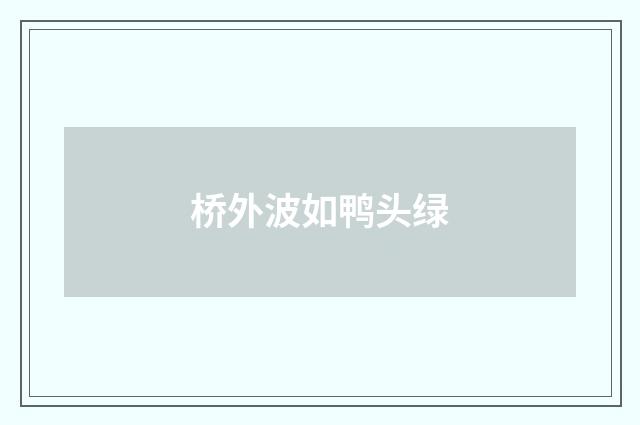 桥外波如鸭头绿