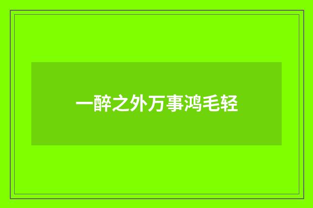 一醉之外万事鸿毛轻