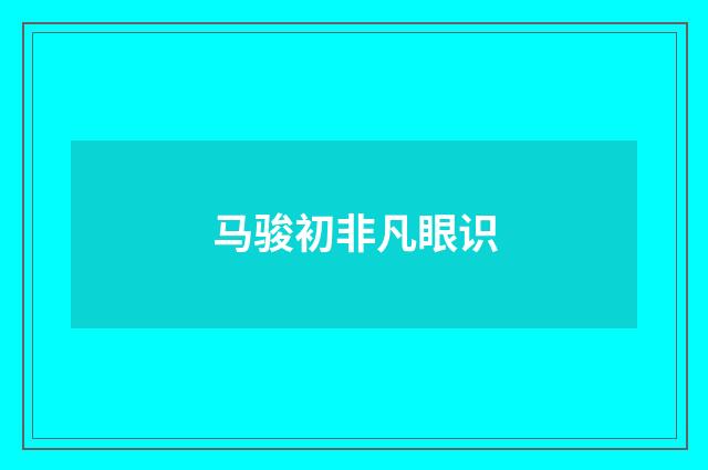 马骏初非凡眼识