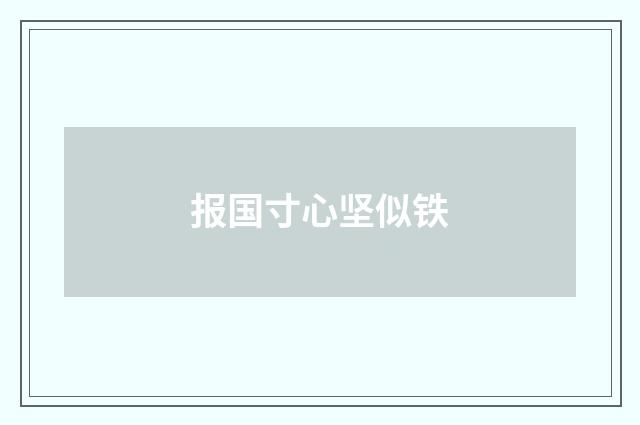 报国寸心坚似铁