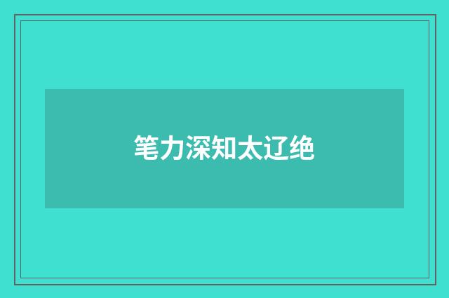 笔力深知太辽绝