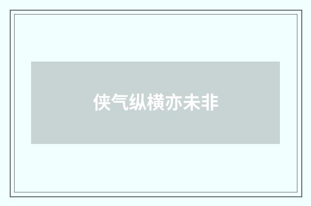 侠气纵横亦未非