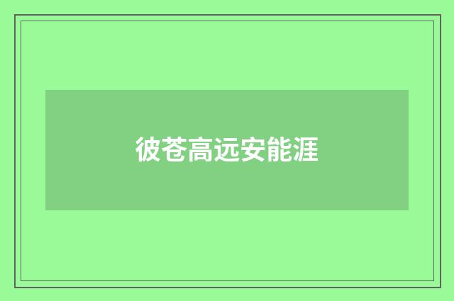 彼苍高远安能涯