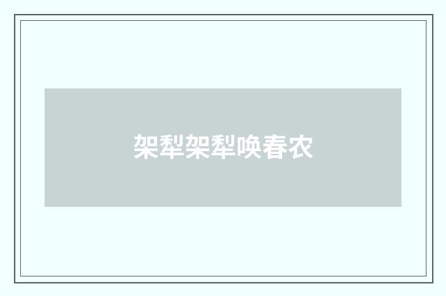 架犁架犁唤春农
