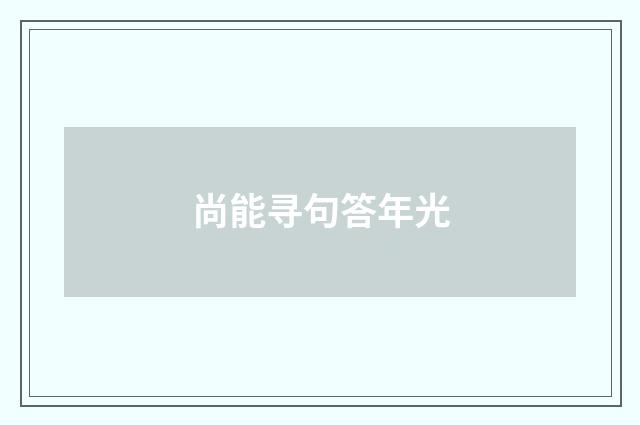 尚能寻句答年光