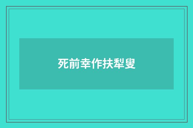死前幸作扶犁叟