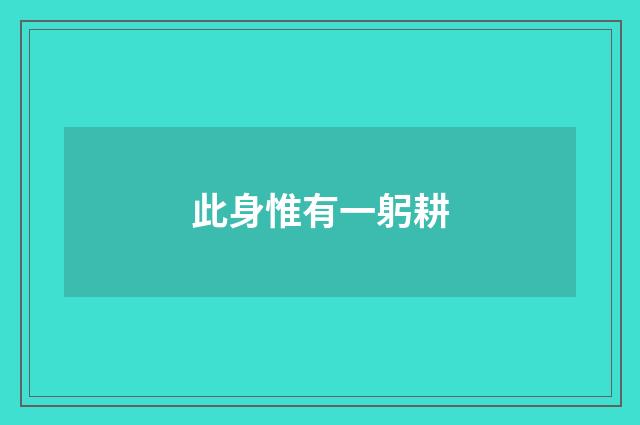 此身惟有一躬耕