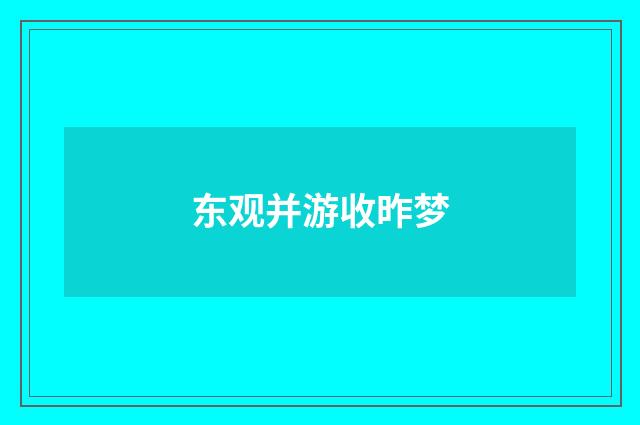 东观并游收昨梦