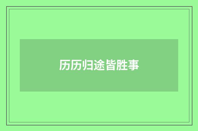 历历归途皆胜事