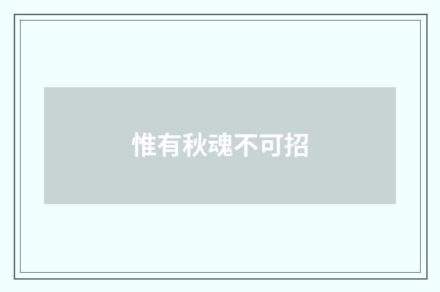 惟有秋魂不可招