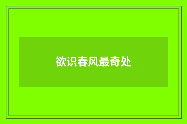 欲识春风最奇处