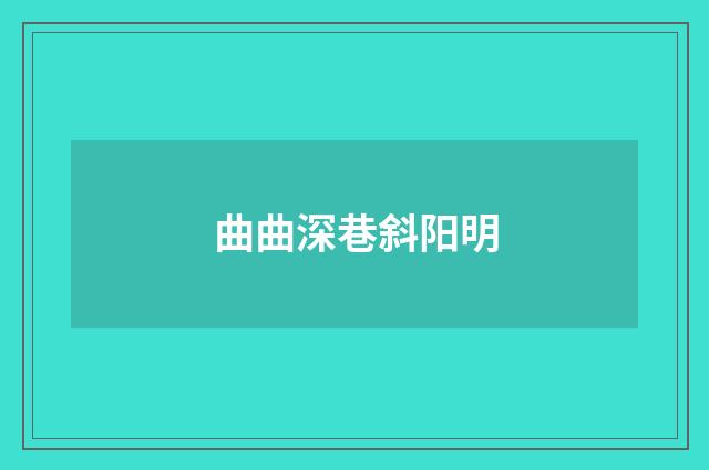 曲曲深巷斜阳明