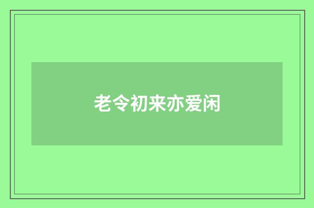 老令初来亦爱闲
