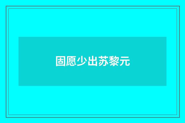 固愿少出苏黎元