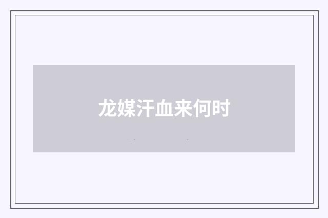 龙媒汗血来何时