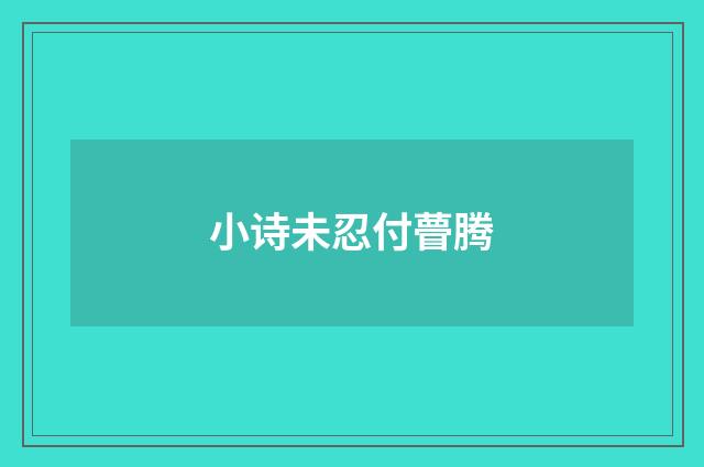 小诗未忍付瞢腾