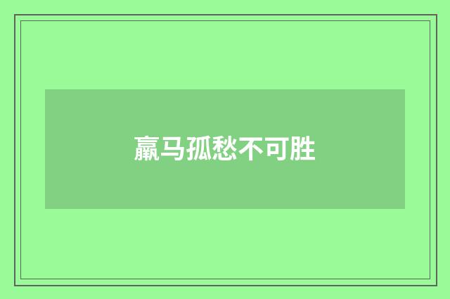 羸马孤愁不可胜