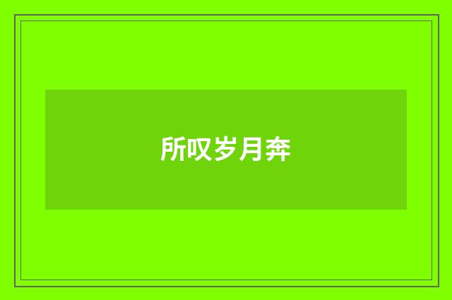 所叹岁月奔