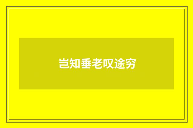 岂知垂老叹途穷