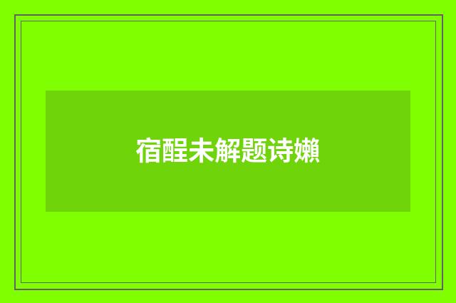 宿酲未解题诗嬾