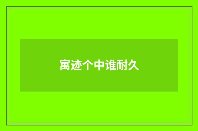 寓迹个中谁耐久