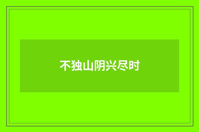 不独山阴兴尽时