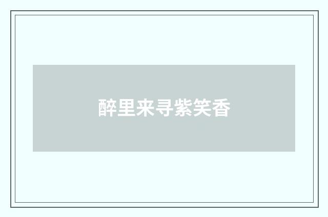 醉里来寻紫笑香
