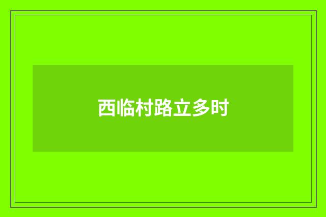 西临村路立多时