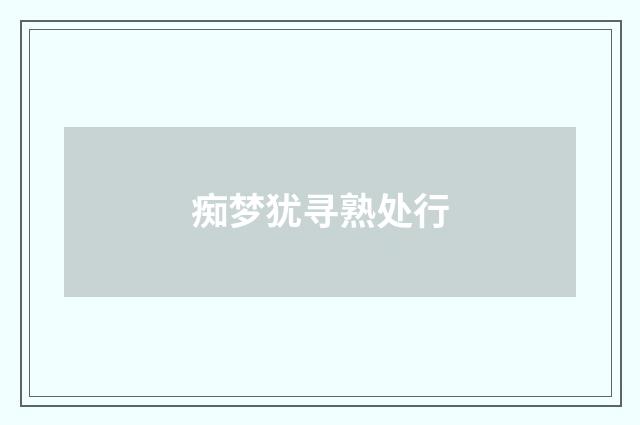 痴梦犹寻熟处行