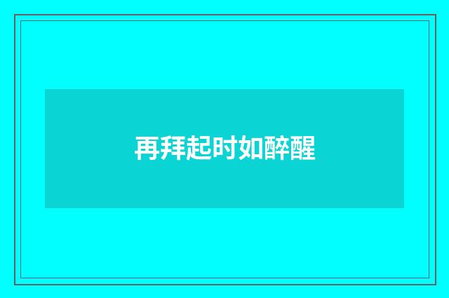 再拜起时如醉醒