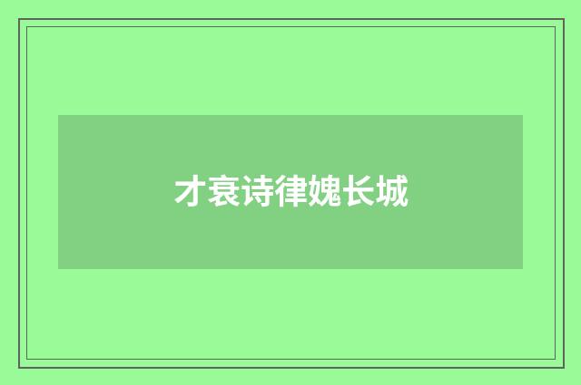 才衰诗律媿长城