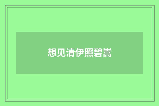 想见清伊照碧嵩