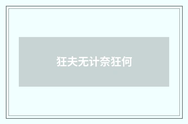 狂夫无计奈狂何