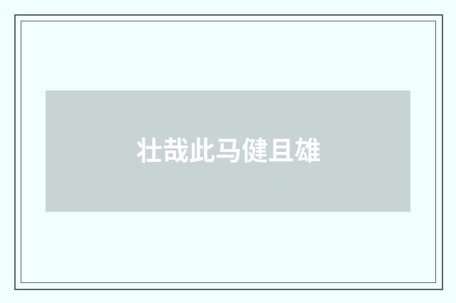壮哉此马健且雄