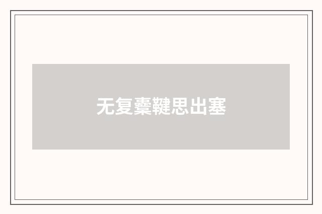 无复櫜鞬思出塞