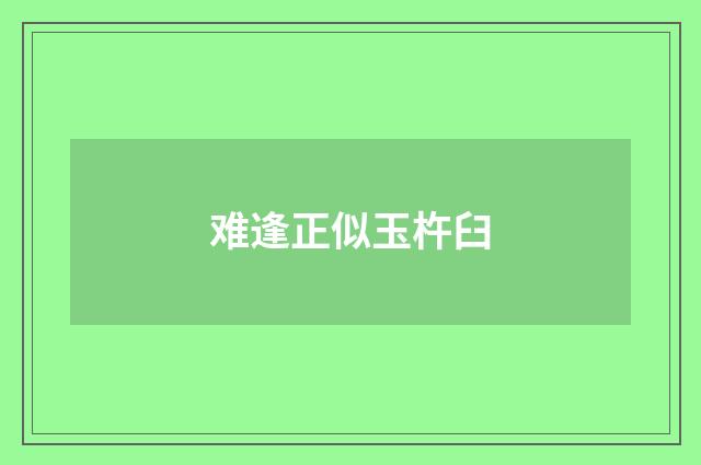 难逢正似玉杵臼