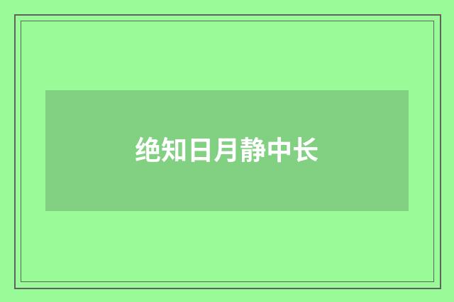 绝知日月静中长