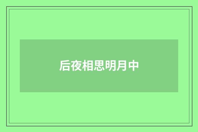后夜相思明月中