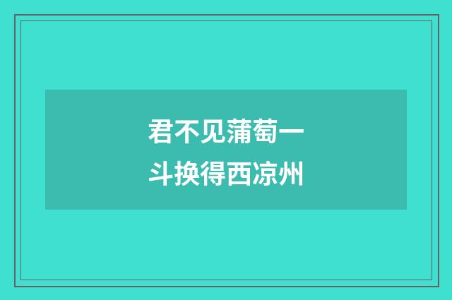 君不见蒲萄一斗换得西凉州