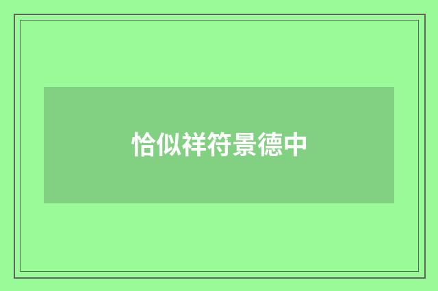 恰似祥符景德中