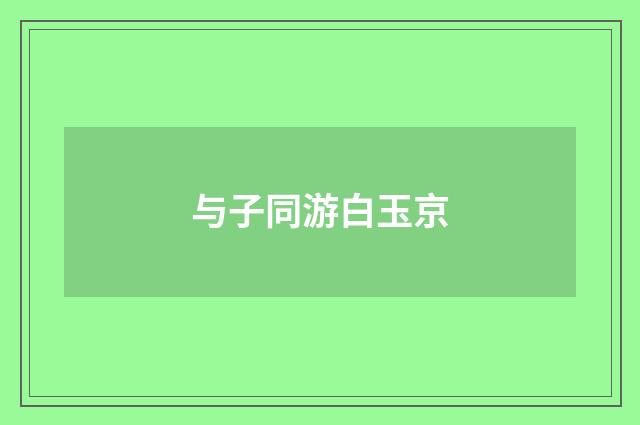 与子同游白玉京