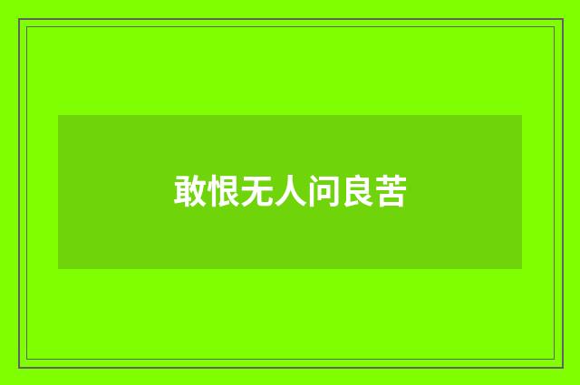 敢恨无人问良苦