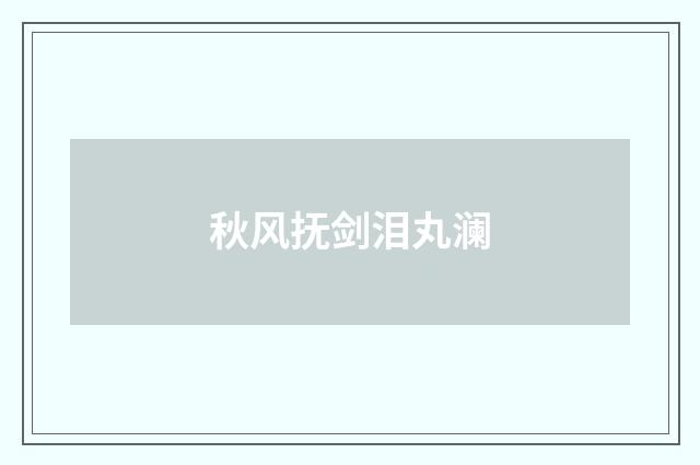 秋风抚剑泪丸澜