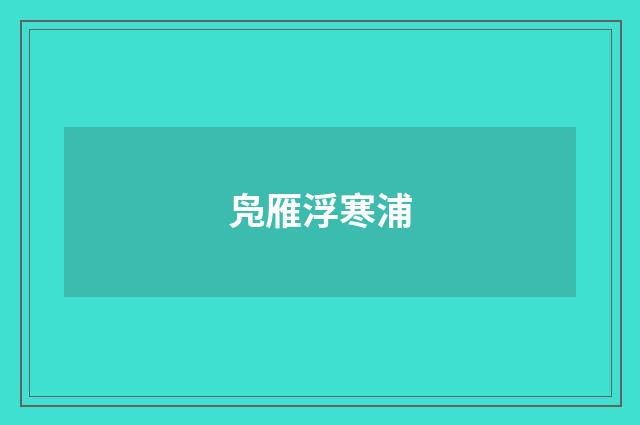 凫雁浮寒浦